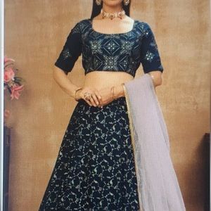 Navy and Gold Indian Lehenga